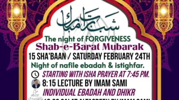 15th Sha`ban – Shab-e-Baraat