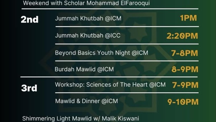 Ihsan Fellowship Event Calendar